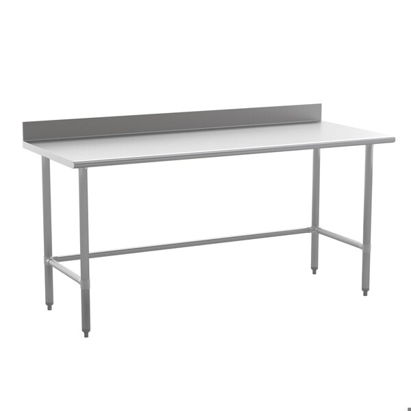 Flash Furniture Reese 430 Stainless Steel 18 Gauge Open Base Kitchen Prep and Work Table w/4-in Backsplash NH-WT-3072-OG-B4-GG - main